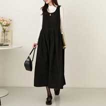시크루즈 렐드 코듀로이 스트랩 밴딩 주름 멜빵 원피스 BDOE622