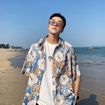 주니어코트 반팔셔츠 남자 봄 여름 트렌드 VIBE 개성 플라워 프린팅 청소년 와이드 루즈핏 멋진 인싸템 3830995271