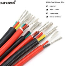 동파방지열선 1M Sq 0.3 0.5 0.75 1 1.5 2 2.5 4 6mm 소프트 실리콘 고무 케이블 3 6 코어 절연 유연한 구리 고열선, [01] Black, [02] 3 Cores, [09] Square 6.0mm
