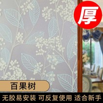 안개필름 창호필름 비침방지 스티커 화장실 욕실 스크럽 글라스 비침방지 3d 창호화장실 비침 불투명, 09 【무접착/화이트 프루트 나무】