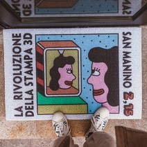 마츠리센 PVC 현관 코일매트, 90x60cm, 그레이스