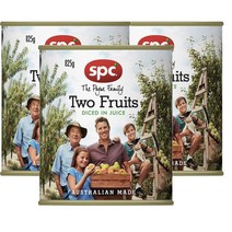 에스피씨 호주 Spc Two Fruits Diced 주스에 담긴 배 & 복숭아 조각과일 통조림 825g, 3팩
