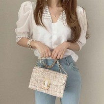 라라벨 여성용 퍼프 블라우스 엘라 반팔 셔츠 퍼프블라우스