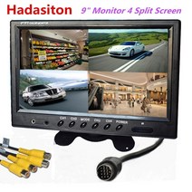 차량용 자동차 모니터 9quot tft lcd 4 분할 화면 4 채널 입력 머리 받침 버스 캠핑카 보트 및 cctv 보안 시스템에 사용, 검은색
