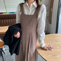 투룩 가을 겨울 하객 주름 플리츠 뷔스티에 원피스 2color