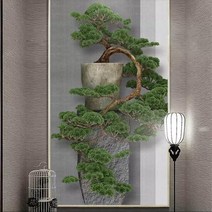 사용자 정의 예술 스타일 3D 입체 녹색 소나무 입구 현관 벽 장식 그림 대형 벽화 벽지, 단일옵션, 한개옵션0