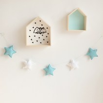 입체 패브릭 별 가랜드 블루 파티 장식 북유럽풍 소품, 단품