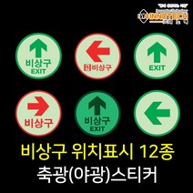 비상구 원형 축광(야광)스티커 12종 모음 200파이, 400A01-01
