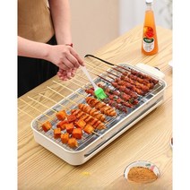 혼술 일본감성 1인용 야키토리 기계 양꼬치 캠핑 꼬치 구이, 흰색 단층 전기 오븐 + 프라이팬