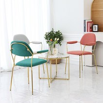 [1+1 무료배송] 아그네스 골드암 벨벳 패브릭 체어 인테리어 식탁 카페 의자, 아그네스_그레이 2개