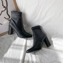 발편한 여성 스판 하이힐 9cm 앵클 부츠
