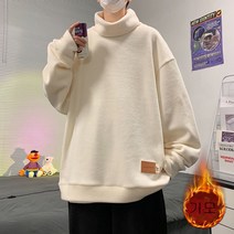 빅사이즈 남성 부드러운 기모 플리스 루즈핏 터틀넥 긴팔 티셔츠 폴라티5XL