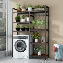 세탁기 랙 발코니 스토리지 랙 욕실 다용도실 스토리지 롤러 선반, 옵션, 16.120X35X170 블랙 탄화