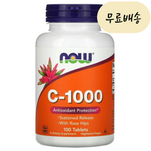 NOW 나우푸드 C-1000 100정 Ascorbic Acid 아스코르브산 Rose Hips Powder 로즈힙파우더 비타민c antioxidant 항산화물질, 1개, 100개