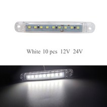 LED 라이트 사이드 마커 테일 표시기 주차등 버스 트럭 트레일러 12V 24V 9SMD 10 개, 04 White, 10개