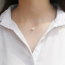 천연 담수 진주 목걸이 925 스털링 실버 체인 목걸이