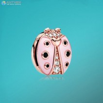 925 스털링 실버 참 패밀리 트리 하트 데이지 플라워 클립 반사 팔찌, Pink Ladybug