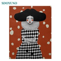 그림 그리기 SDOYUNO-숫자로 표시된 60x75m 그림 숫자로 소녀 DIY 페인트 캔버스에 핸드 홈 장식, 12 4660_08 60x75cm diy frame