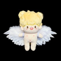 무속성솜 인형 돌 솜뭉치 수제 인형만들기 스팟 옷 면화 날개 액세서리 작은 옷, 대천사 날개 세트 화이트 + 블랙, 20cm