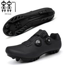 싸이클 슈즈 신발 남녀공용 사이클링 스니커즈 플랫 슈즈 클리트 자동 잠금, 없음, MTB black cleats+43