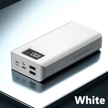 보조베터리 50000mAh 대용량 야외 여행 충전기 전화 외부 배터리 LCD 디지털 디스플레이 LED 조명, 02 White