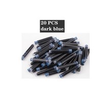만년필입문 저가 만년필 20pcs 2.63.4 블랙 유니버설 만년필 잉크 카트리지 펜 리필지울 수있는 블루 잉크 만년필, 3.4mm, 진한 파란색