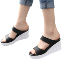 보니테 국내생산 7cm 여성슬리퍼 여성 웨지힐 통굽 슬리퍼 N