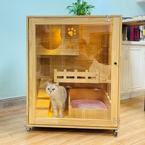고양이 대형 화장실 사막화방지 별장 원목 새장 큰집 럭셔리 고양이집 2층 3층, 90고X75폭X60깊이 자체 설치, 표준속고양이집10속