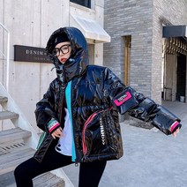 연예인롱패딩 유광패딩 화려한 주머니