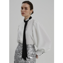 타이 볼륨소매 블라우스