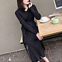 하늘하늘 시원한 봄 여름 니트 골지 브이넥 롱원피스 슬림핏 옆트림 데일리룩 /20304665EA