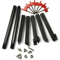 미니 선반 기계 cnc 목공 21 개대 12mm 생크 선반 터닝 공구 홀더 보링 바 + 실버 카바이드 pvd 인서트 가공 강철 용 세트, 없음