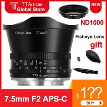 DSLR 카메라 렌즈 미러리스 TTArtisan 75mm F2 대형 조리개 Fisheye APSC 후지 X 소니 E Nikon Z Zfc 캐논 M EOS R M43 Leica S, SIGMA