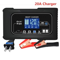12V 배터리 HTRC 자동차 스마트 충전기 납산 PB AGM LiFePO4 자동 오토바이 10A 15A 20A 25A 24V, 20A Charger+UK PLUG