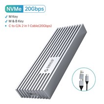 ssd케이스 ssd외장하드 ORICO업그레이드 된 알루미늄 합금 M.2 NVMe SSD 인클로저 10Gbps PCIe 케이스 M 키, 03 NVMe20GbpsSilver, 한개옵션1