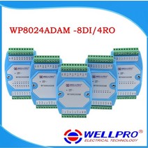 wp8024adam(8di4ro) 디지털 입력 및 릴레이 출력 모듈옵토커플러 절연rs485 modbus rtu 통신