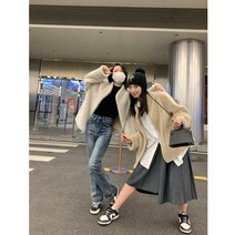 올인원 인조 모피 코트 겨울 플러시 자켓 루즈핏