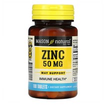 Mason Natural 아연 50mg 100정 미네랄 이뮨 징크 글루콘산, 1개, 100개
