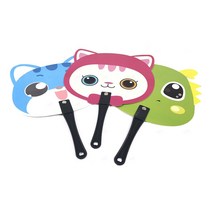 상큼 애니멀 얼굴부채 플라스틱 양면 캐릭터 손부채, 상세 참조, 핑크고양이