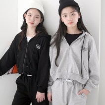 키키다이어리 주니어 후드집업 크롭 집업 초등점퍼 면 주니어옷 초등학생옷 10대옷