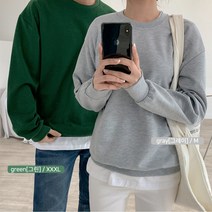 봄 라운드 커플맨투맨 티셔츠 빅사이즈 베이직 맨투맨