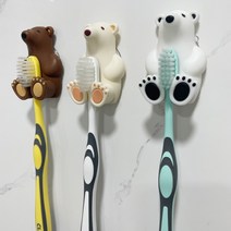 비누받침대 세라믹 비누 받침 물빠짐 비누트레이 북극곰 칫솔걸이 실리콘 칫솔홀더, 북극곰_커피브라운