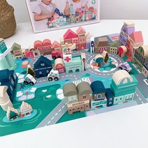 원목블럭 파스텔 115pcs 도로퍼즐매트 20pcs 장나감 우드 이케아 발도로프, 비동의