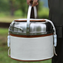 크로벨 와일드와이즈 스텐레스 통3중 캠핑 차박 코펠 아이스버켓 캠슐랭 나눔접시 3구, X_Lage(22cm)-(9~10인용)