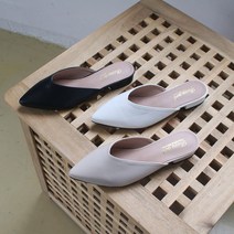 런슈즈 빅사이즈 여성 브이라인 스틸레토 블로퍼 슬리퍼 뮬 플랫 슈즈 구두