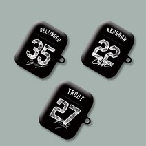 와우박스 주문제작 메이저리그 스페셜 블랙에디션 야구 싸인 유니폼 에어팟 버즈 무선 이어폰 케이스, 유광 하드케이스, 버즈(밑판 흰색)