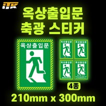 ITK 옥상출입문 축광 스티커 (A형~D형) 소형 210mm x 300mm 일반형, D. 비상시