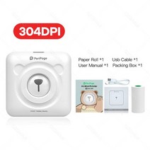 해외 PeriPage A6 304 인치 당 점 미니 휴대용 블루투스 사진 프린터 포켓 열 인쇄 USB 연결 프린터 사진, 304dpi Green Printer_빠른해외배송