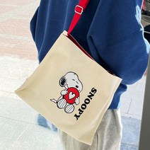 스누피 숄더백)사각캔버스백/에코백/어깨끈