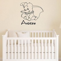 인테리어 아기방 어린이 DIY 가정 된 덤보 벽 데칼 사용자 정의 이름 비닐 스티커 동물 만화 홈 아트 방 보육 코끼리 장식 s484, [02] 74x76 cm, [04] 06 orange